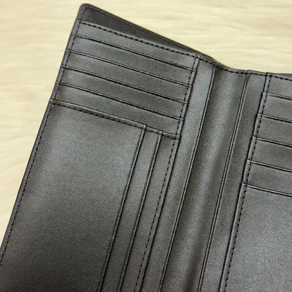 BORBONESE - BLACK TAN NYLON OP NATURALE NERO MEDIUM SIZED TRIFOLD SNAP WALLET - Picture 10 of 16